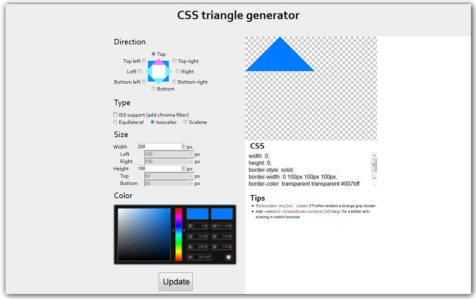 The Ultimate Collection of CSS Generators 362 CSS Triangle Generator
