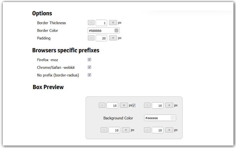 The Ultimate Collection of CSS Generators 215 CSS3 Border-Radius Generator | Webestools