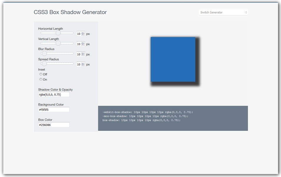 The Ultimate Collection of CSS Generators 255 CSS3 Box Shadow Generator | CSSReflex