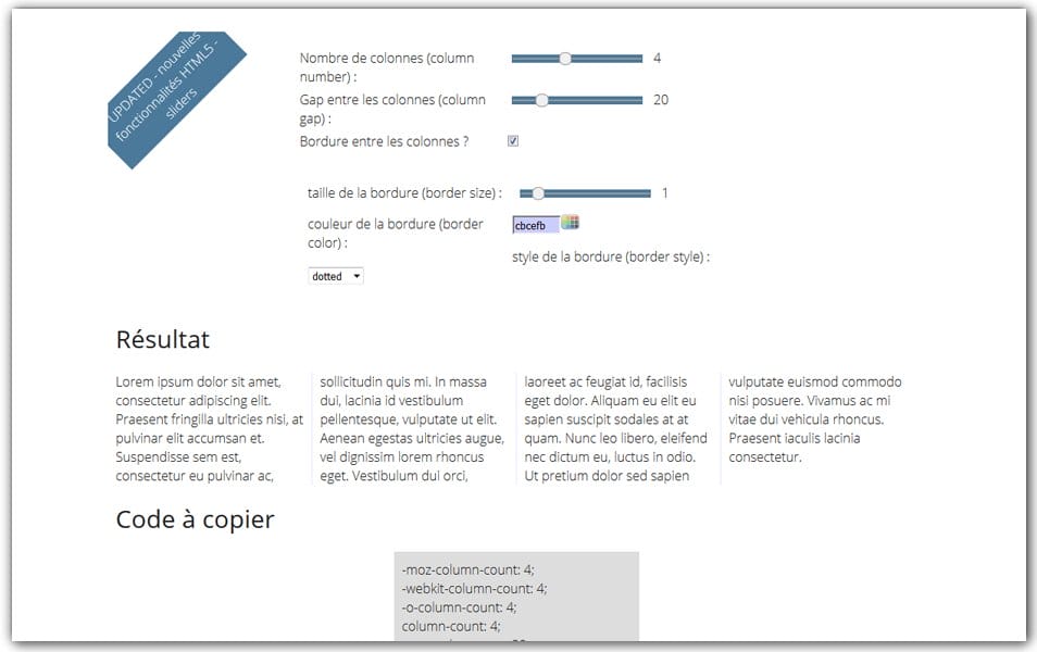 The Ultimate Collection of CSS Generators 289 CSS3 Multi-Column Generator | Dji