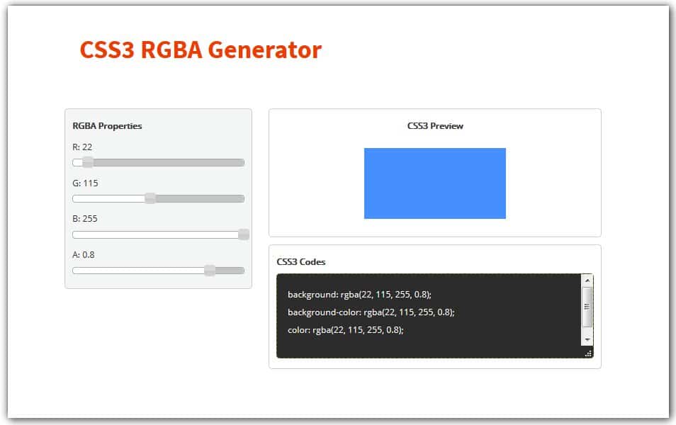 The Ultimate Collection of CSS Generators 280 CSS3 RGBA Generator