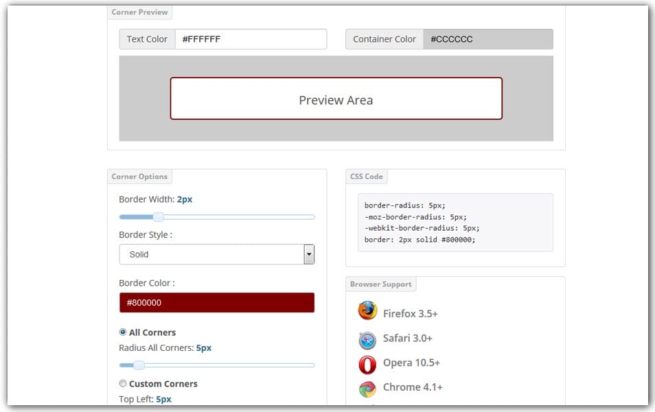 The Ultimate Collection of CSS Generators 322 CSS3 Rounded Corner Generator | CSS Portal