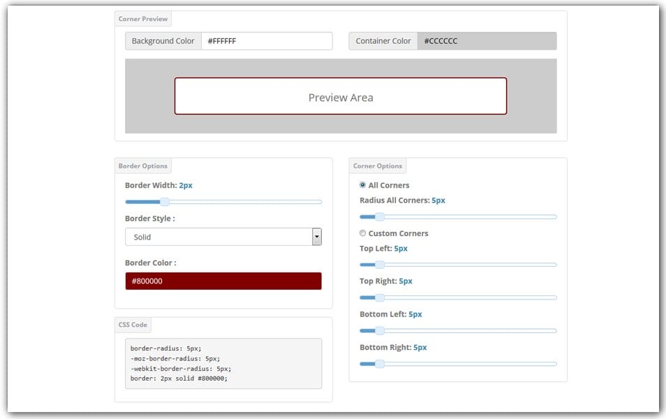 The Ultimate Collection of CSS Generators 326 CSS3 Rounded Corner Generator | GenerateIt