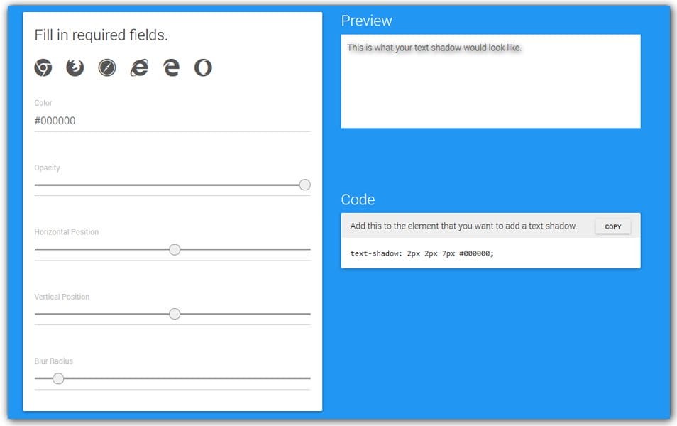 The Ultimate Collection of CSS Generators 197 CSS3 Text Shadow Generator | Webcode Tools