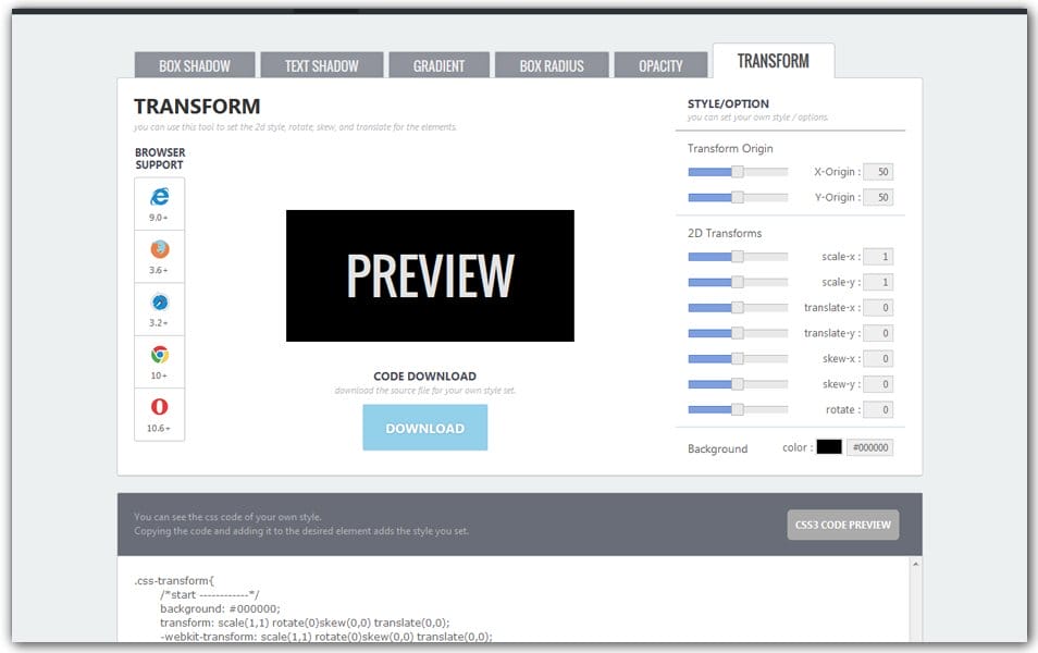 The Ultimate Collection of CSS Generators 264 CSS3 Transform Generator | CSS3 Studio