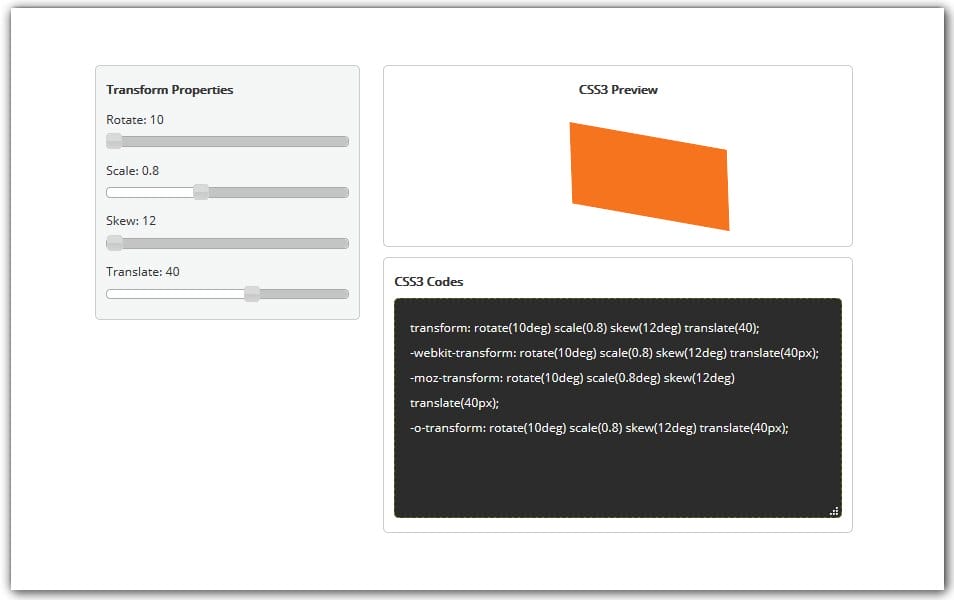 The Ultimate Collection of CSS Generators 266 CSS3 Transform Generator