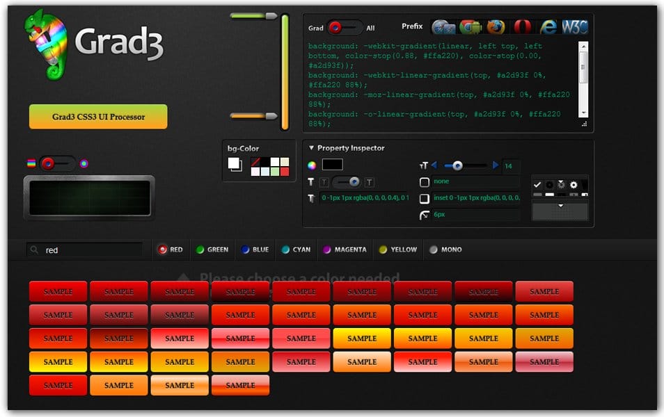 The Ultimate Collection of CSS Generators 51 Grad3: Online CSS3 Gradients Generator