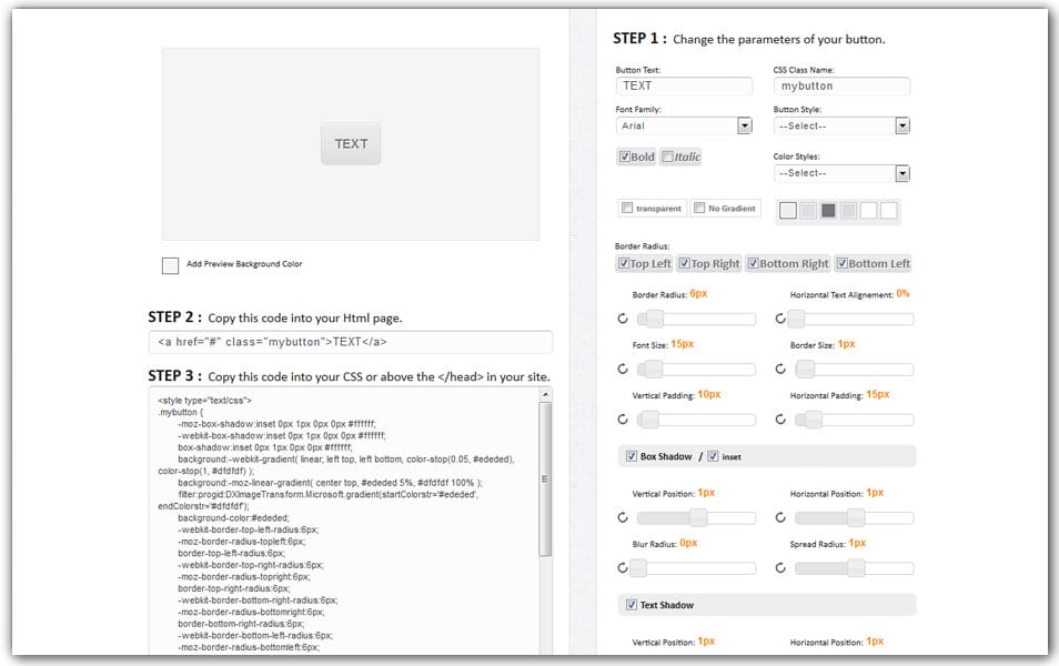 The Ultimate Collection of CSS Generators 98 Gradient CSS Button Creator