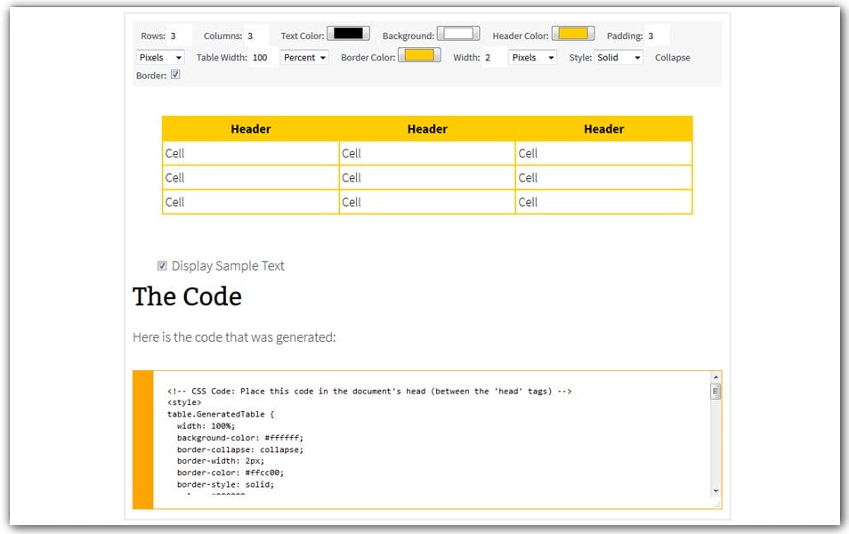 The Ultimate Collection of CSS Generators 173 HTML Table Generator | Quackit