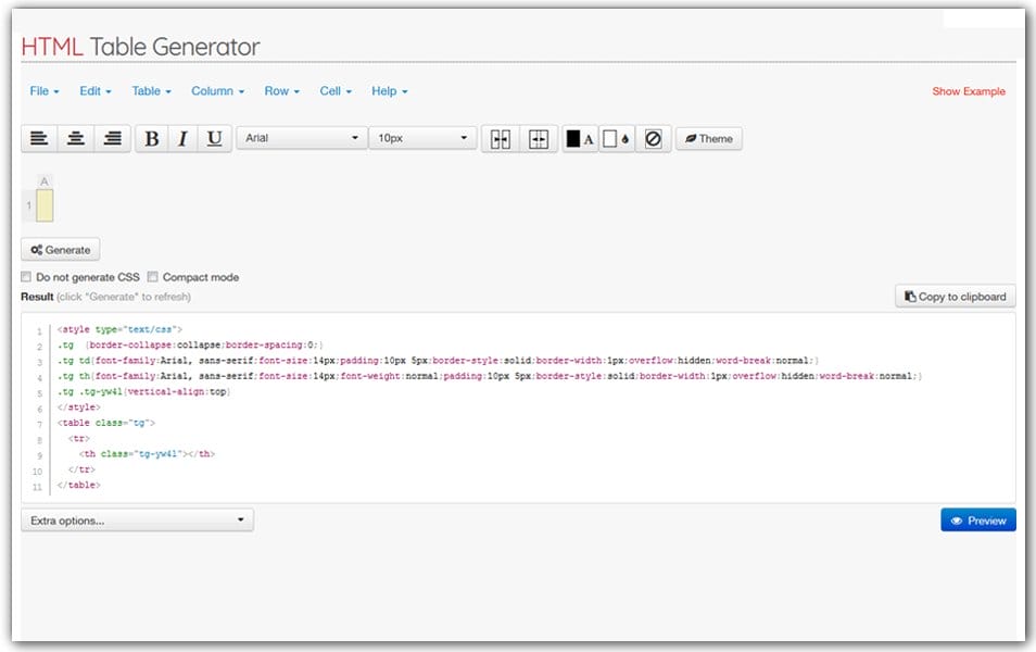 The Ultimate Collection of CSS Generators 169 HTML Table Style Generator