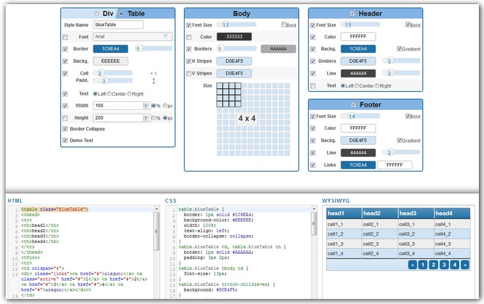 The Ultimate Collection of CSS Generators 168 HTML Table Styler