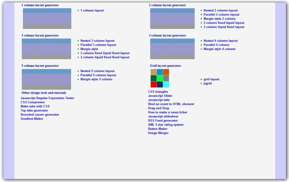 The Ultimate Collection of CSS Generators 118 Layout Generators | Pagecolumn