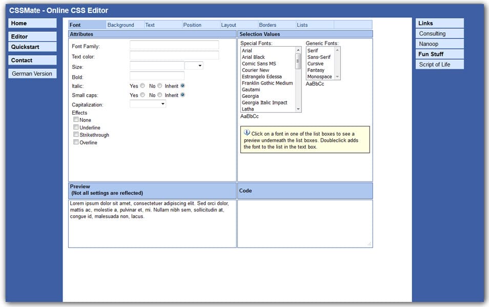 The Ultimate Collection of CSS Generators 22 Online CSS Editor | CSSMate