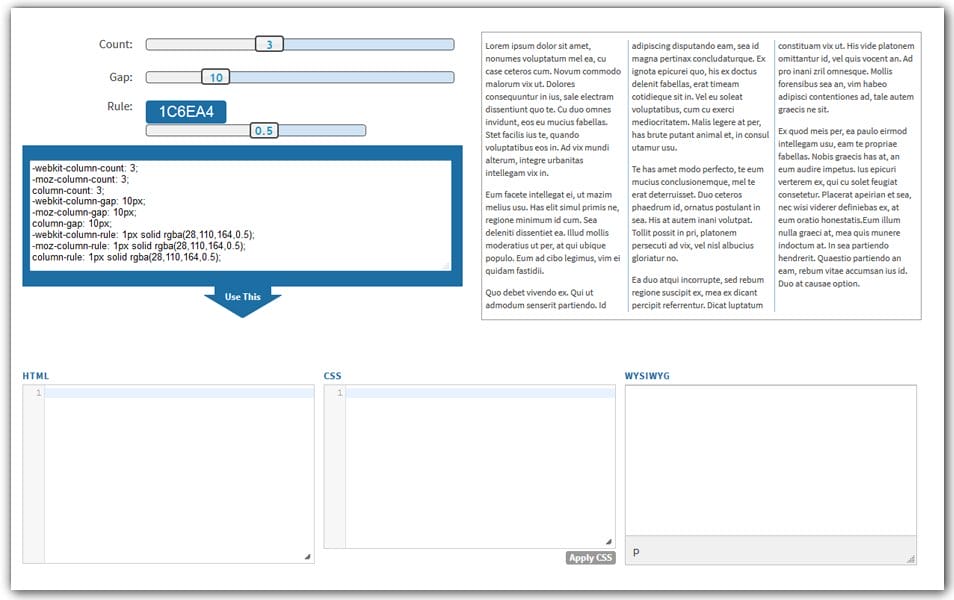 The Ultimate Collection of CSS Generators 284 Online CSS Multi Column Generator