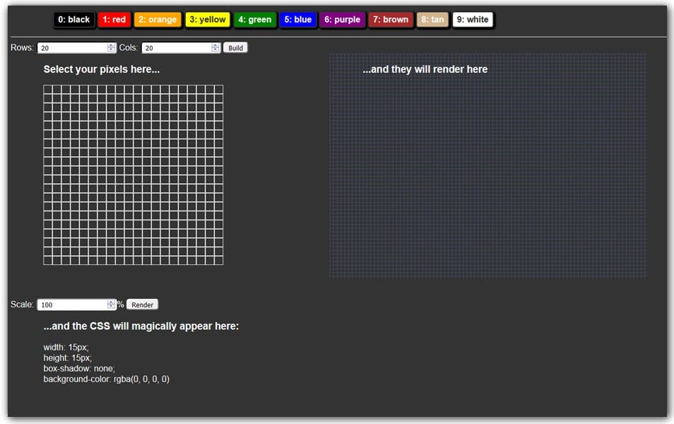 The Ultimate Collection of CSS Generators 357 Single-Element CSS Pixel-Generator