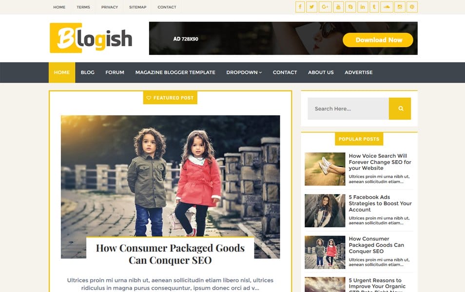 300+ Best Free Responsive Blogger Templates 2025 198 Blogish Responsive Blogger Template