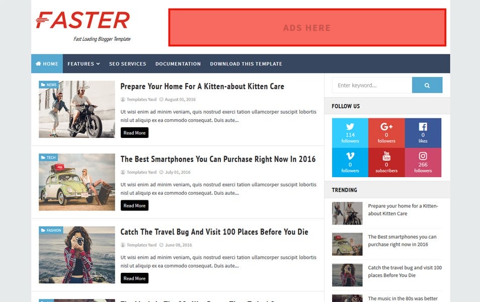 Faster Fast Loading Blogger Template