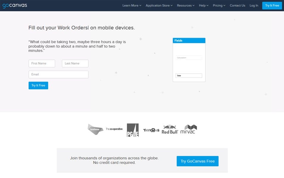 100+ Best Collection of Web Form Builders 96 GoCanvas