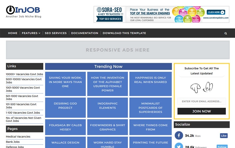 300+ Best Free Responsive Blogger Templates 2025 456 InJob Responsive Blogger Template