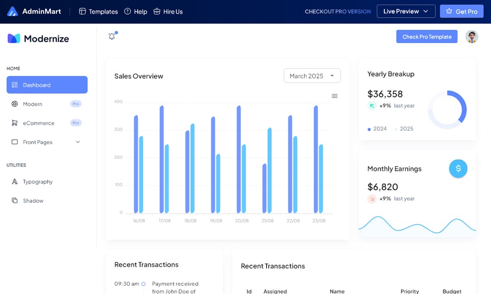 20+ Best Free VueJS Admin Templates 60 Modernize Vue Admin