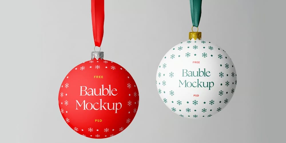 Free Scene Creators and Mockups for Christmas Greetings 32 Bauble Mockup