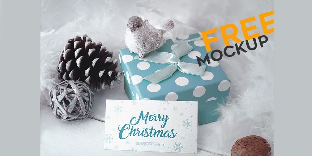 Free Scene Creators and Mockups for Christmas Greetings 14 Business Card In Christmas Scenery