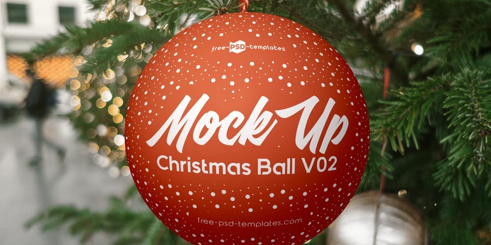 Free Scene Creators and Mockups for Christmas Greetings 31 Christmas Ball V02 Mockup PSD