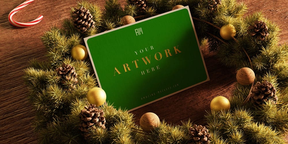 Free Scene Creators and Mockups for Christmas Greetings 25 Christmas Card Mockup PSD