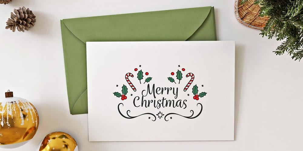 Free Scene Creators and Mockups for Christmas Greetings 113 Christmas Card Mockup Top View