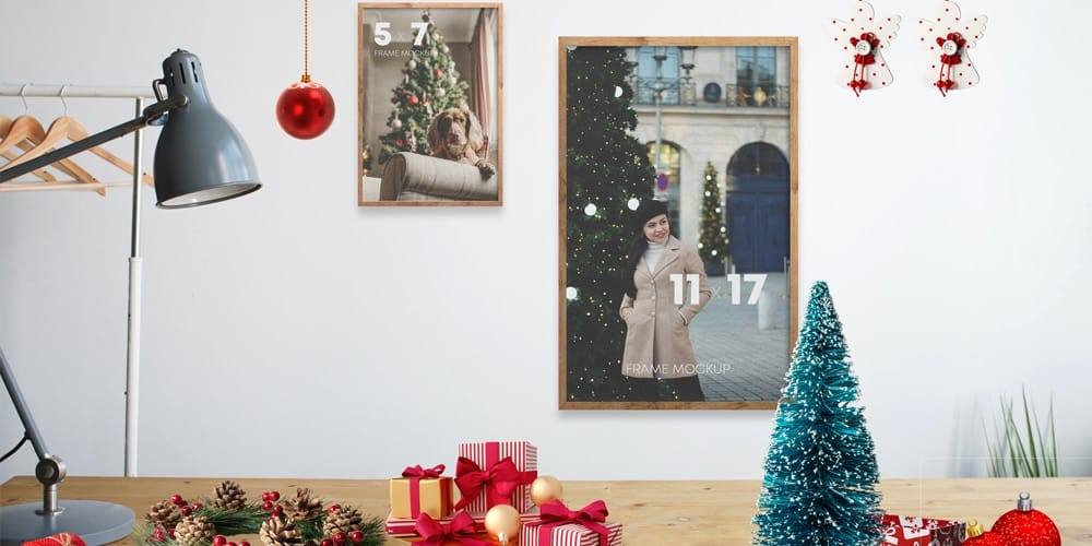 Free Scene Creators and Mockups for Christmas Greetings 15 Christmas Frames Kit Scene Mockup