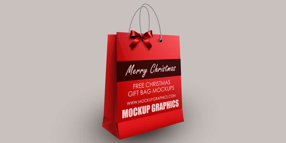 Free Scene Creators and Mockups for Christmas Greetings 23 Christmas Gift Bag Mockup PSD