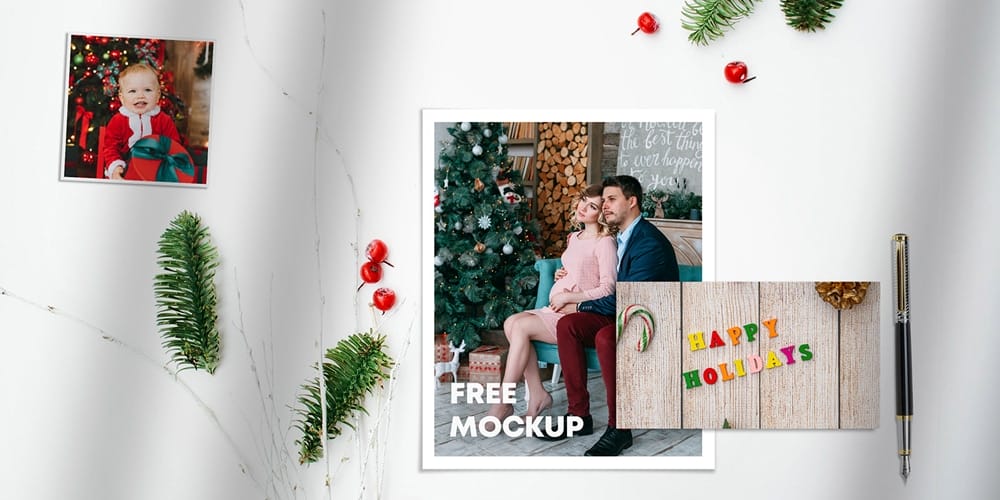 Free Scene Creators and Mockups for Christmas Greetings 108 Christmas Papers and Cards Kit Mockup