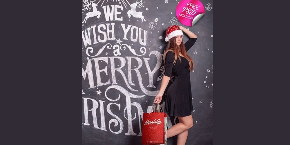 Free Scene Creators and Mockups for Christmas Greetings 80 Christmas Shopping Bag Mockup