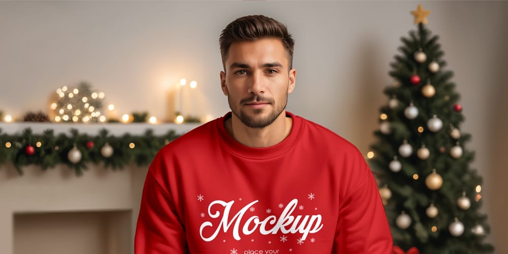 Free Scene Creators and Mockups for Christmas Greetings 77 Christmas Sweatshirt Mockup PSD