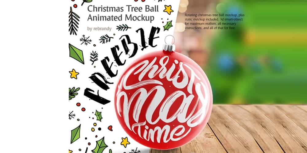Free Scene Creators and Mockups for Christmas Greetings 48 Christmas Tree Ball Animated Mockup