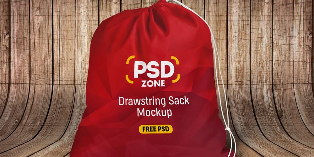 Free Scene Creators and Mockups for Christmas Greetings 18 Drawstring Sack Mockup PSD