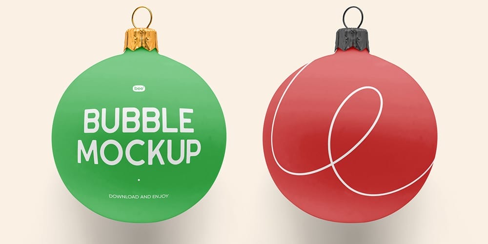 Free Scene Creators and Mockups for Christmas Greetings 51 Free Christmas Baubles Mockup PSD