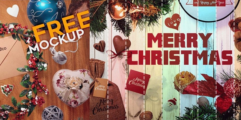 Free Scene Creators and Mockups for Christmas Greetings 3 Free Christmas Scene Mockups PSD