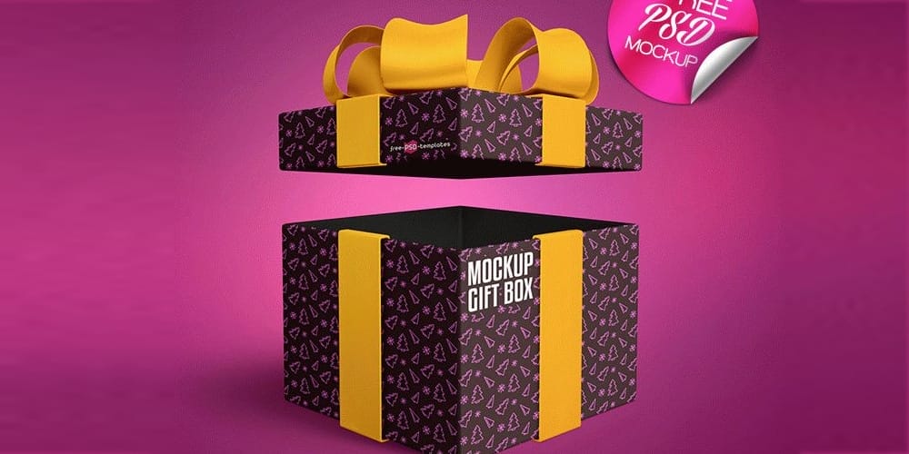 Free Scene Creators and Mockups for Christmas Greetings 27 Free Gift Box Mockup PSD