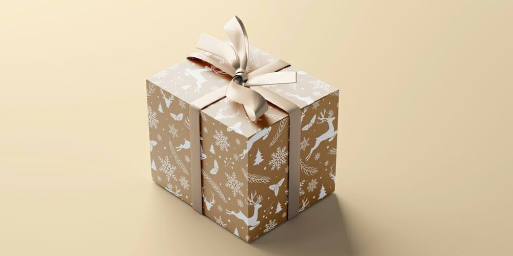 Free Scene Creators and Mockups for Christmas Greetings 30 Gift Box Mockup