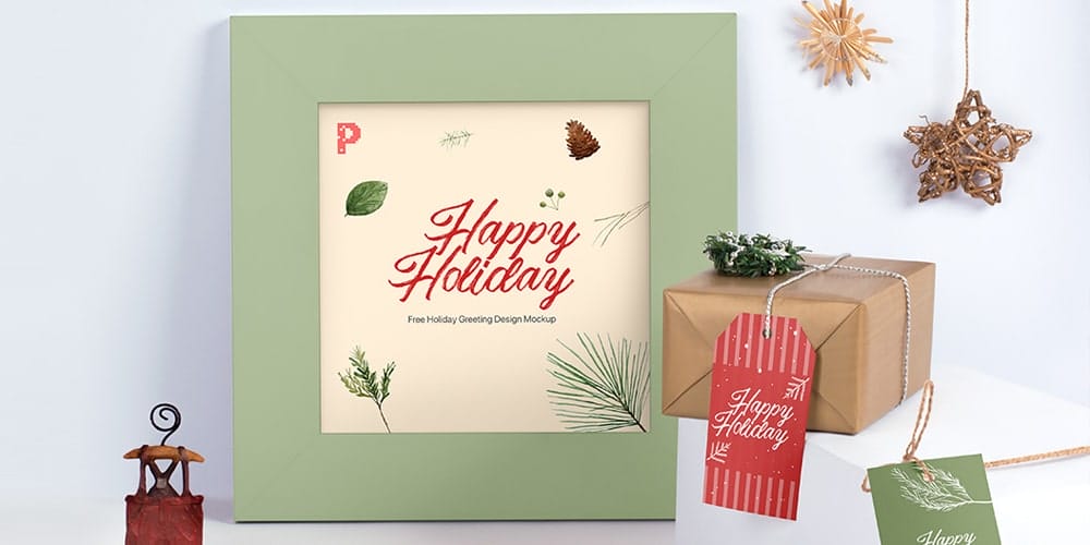 Free Scene Creators and Mockups for Christmas Greetings 45 Holiday Greeting Frame Mockup