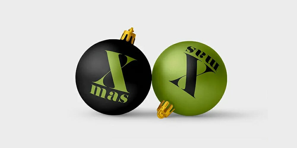 Free Scene Creators and Mockups for Christmas Greetings 68 Metallic Christmas Balls Mockup