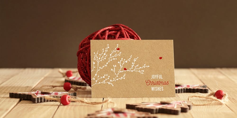 Free Scene Creators and Mockups for Christmas Greetings 95 Photo Invitation/Greeting Card Mockup PSD