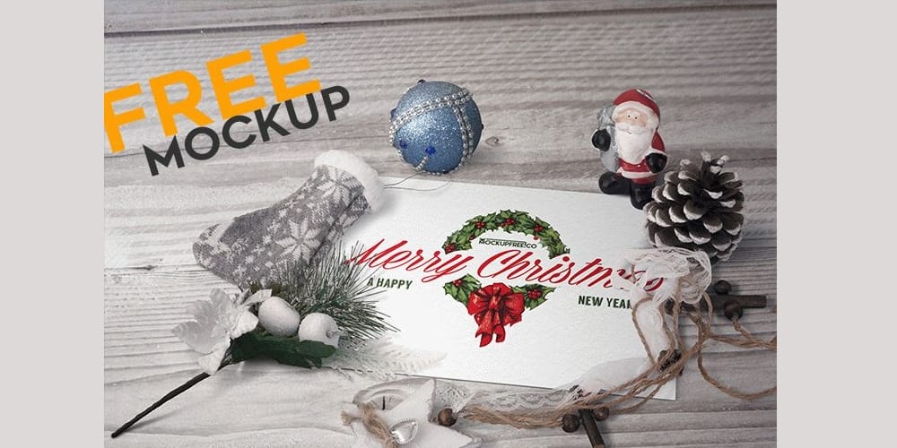 Free Scene Creators and Mockups for Christmas Greetings 90 Postcard in Christmas Scenery Mockup PSD