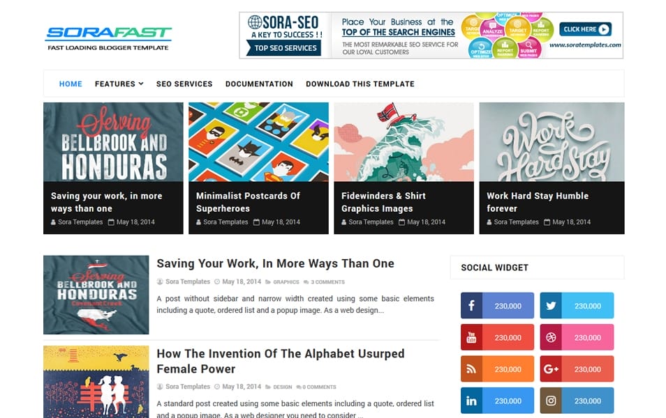 300+ Best Free Responsive Blogger Templates 2025 121 Sora Fast Responsive Blogger Template