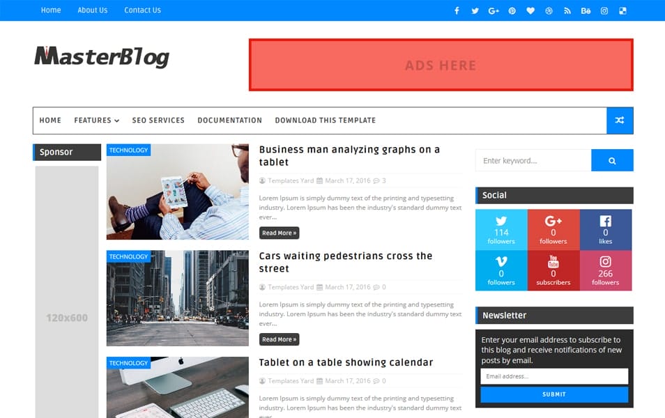 300+ Best Free Responsive Blogger Templates 2025 186 Master Blog Responsive Blogger Template