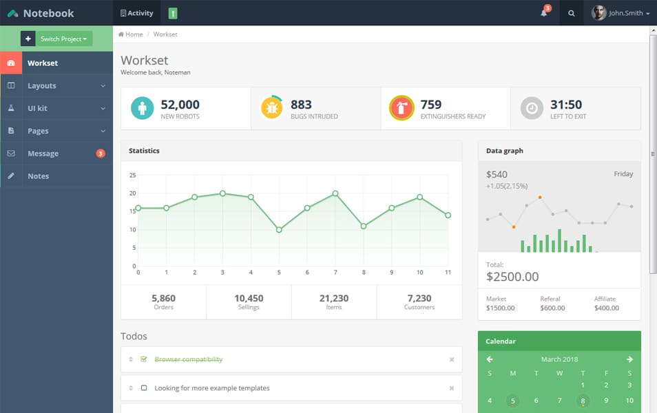 100+ Best Free Bootstrap Admin Templates 80 Notebook Admin Template