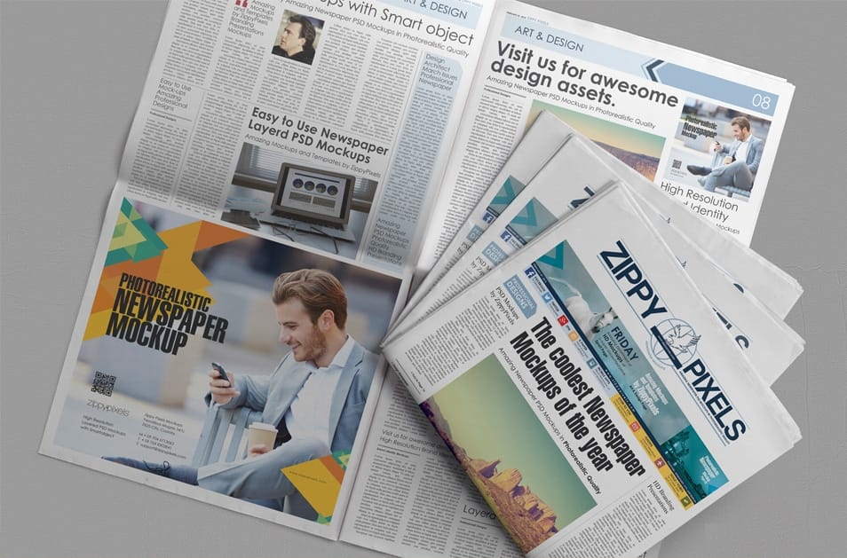 Free Customizable Newspaper & Advertising Mockup 2 Free Customizable Newspaper & Advertising Mockup