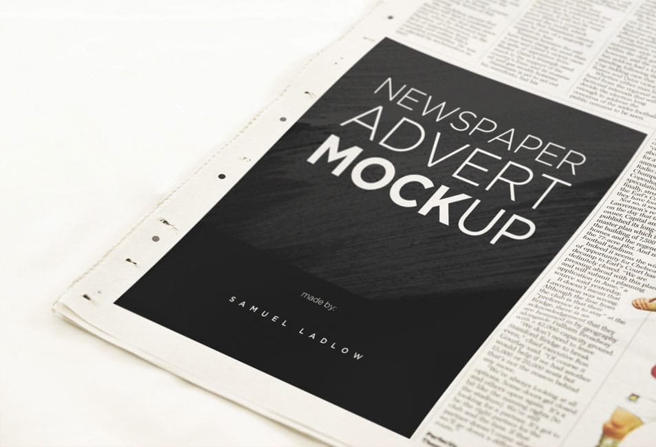 Newspaper Advert Mockup 2 Newspaper Advert Mockup