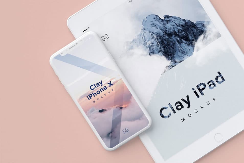 Clay iPhone X and iPad Mockup 2 Clay iPhone X and iPad Mockup